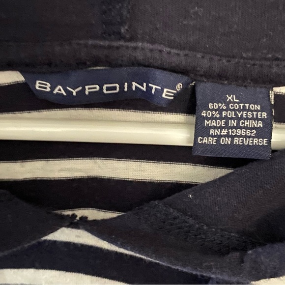 Bay pointe Shirt Size XL Womens Top long Sleeve Strip Print Draw String Hoodie - Picture 5 of 9